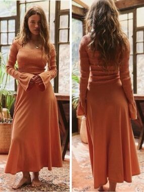 Free People Kiera Midi Dress in Candied Melon, NWT, size M